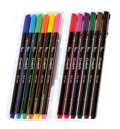 Cienkopis Tetis 0,7mm, 12 kolorów 