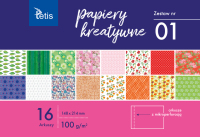 Papier kreatywny Tetis A-5 100g, 16 arkuszy z perforacją (zestaw nr 1)