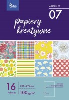 Papier kreatywny Tetis A-4 100g, 16 arkuszy z perforacją (zestaw nr 7)