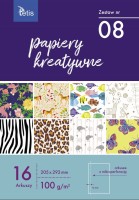 Papier kreatywny Tetis A-4 100g, 16 arkuszy z perforacją (zestaw nr 8)