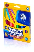 Flamastry stożkowe Astra 12 kolorów, trójkątny uchwyt