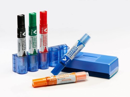 Marker suchościeralny Pilot WBMA-VBM-S5, 5 kolorów + gąbka magnetyczna+uchwyt