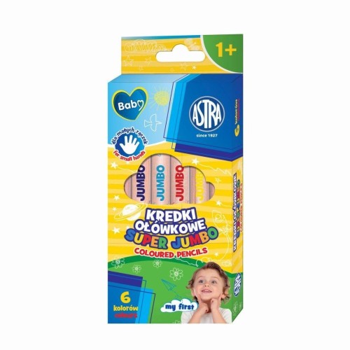 Kredki ołówkowe  Astra Baby Super Jumbo, 6 kolorów 