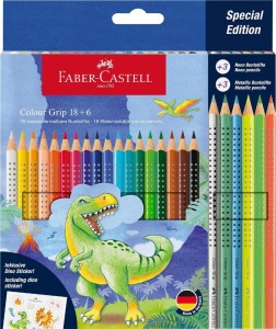 Kredki ołówkowe Faber Castell Grip Dinozaur, 24 kolory