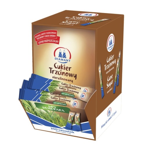 Cukier trzcinowy w saszetkach Diamant, 200x5g 