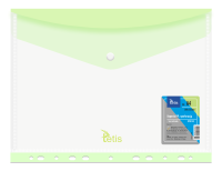 Teczka kopertowa na zatrzask Tetis z listwą zawieszkową A-4, jasnozielona