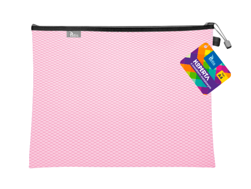 Teczka kopertowa na suwak Tetis A-4, różowa