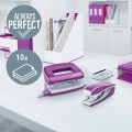 Zestaw zszywacz i dziurkacz metalowy mini Leitz NeXXt WOW, fioletowy, do 10 kartek