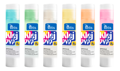 Klej Tetis kolorowy PVP w sztyfcie, 8g
