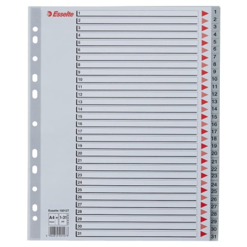 Przekładki plastikowe Esselte Maxi A-4, 1-31 przekładek