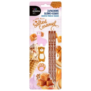 Zestaw Kidea Zapachowe ołówki + gumki Słony Karmel