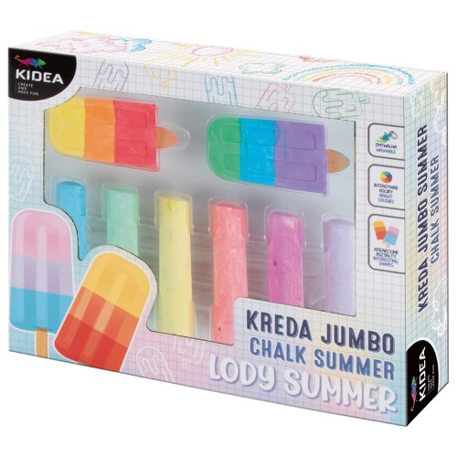Kreda chodnikowa Kidea Jumbo Lody Summer, 8 sztuk