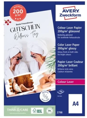 Papier fotograficzny Avery Zweckform A-4, 200g, 100 arkuszy, błyszczący