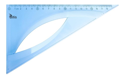 Ekierka Tetis 19 cm prostokątna, niebieska