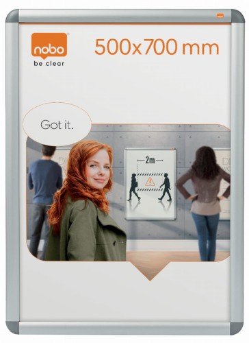 Rama ścienna zatrzaskowa Nobo Clip, 50 x 70 cm srebrna