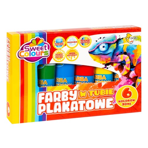 Otocki Farby Plakatowe 6 kolorów w tubie 35 ml – Zestaw Szkolny