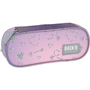 Piórnik BackUP 7 model A 32 Twinkle – gradient fioletu i srebrne serca