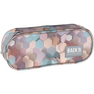 Piórnik BackUP 7 model A Geometric Beige – unikatowy wzór 3D z sześciokątami