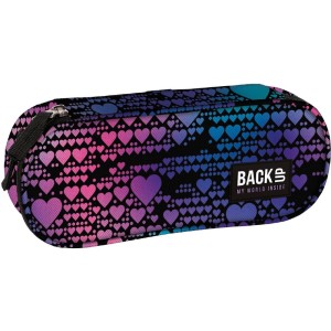 Piórnik BackUP 7 Dance Hearts – tęczowy gradient z serduszkami, róż, granat i turkus