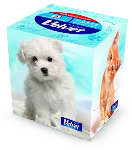 Chusteczki kosmetyczne VELVET Cube Style 3-warstwowe 56 listków białe