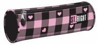Piórnik tuba St.Right PU-01 Pink Checkered – różowa kratka z serduszkami