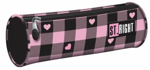 Piórnik tuba St.Right PU-01 Pink Checkered – różowa kratka z serduszkami