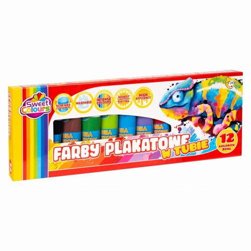 Farby plakatowe Otocki 12 kolorów x 30 ml – intensywne, w tubach