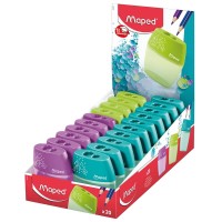 Kolorowa temperówka Maped Shaker – 2 otwory, z dużym pojemnikiem na ścinki