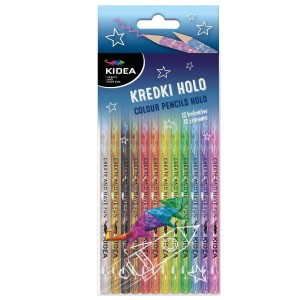 Kredki ołówkowe holo Kidea 12 kolorów – błyszczący efekt holograficzny