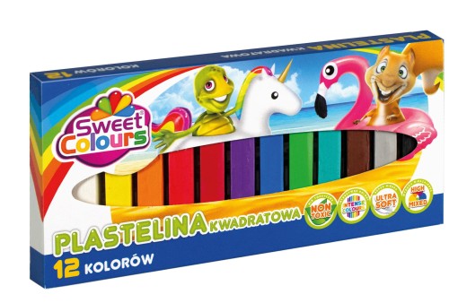 Plastelina Koma-Plast  12 kolorów, kwadratowa - Sweet Colours