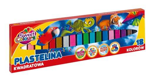 Plastelina Koma-Plast 18 kolorów, kwadratowa- Sweet Colours