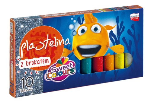 Plastelina Koma-Plast  10 kolorów, z brokatem- Sweet Colours