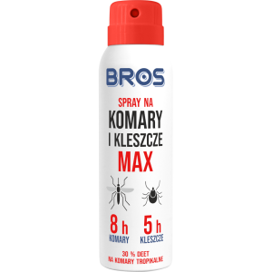 BROS Spray na komary i kleszcze MAX 90 ml – DEET 30% | Tropikalna ochrona