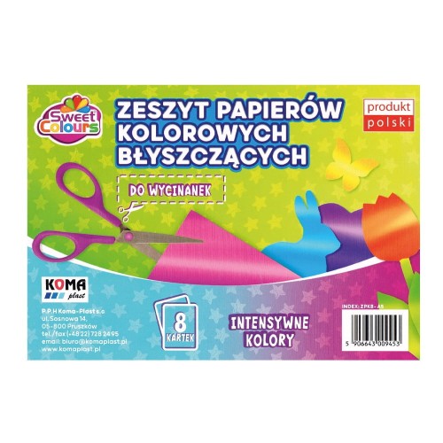  Zeszyt błyszczących papierów kolorowych A5 – Sweet Colours (8 arkuszy)