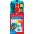 Farby akwarelowe szkolne Faber-Castell Connector 12 kolorów w turkusowej kasetce z paletą