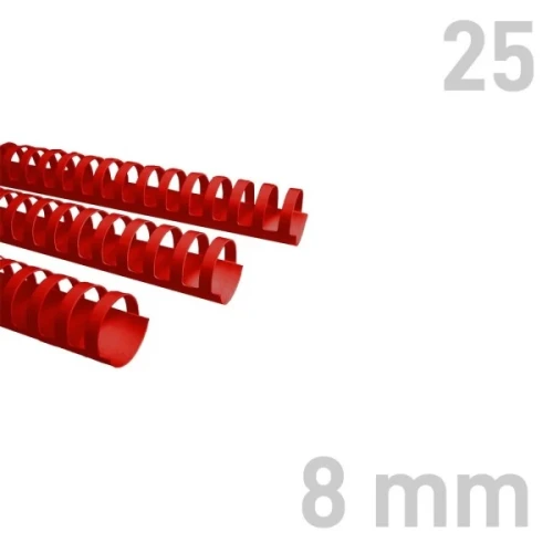 Grzbiety plastikowe Opus O.COMB okrągłe A4 8mm czerwone 25 szt. – oprawa dokumentów 
