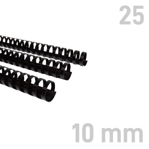 Grzbiety plastikowe Opus O.COMB okrągłe A4 10mm czarne 25 szt. – oprawa dokumentów
