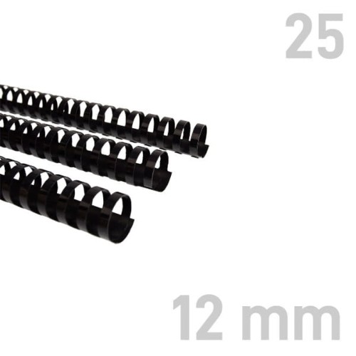 Grzbiety plastikowe Opus O.COMB okrągłe A4 12mm czarne 25 szt. – oprawa dokumentów