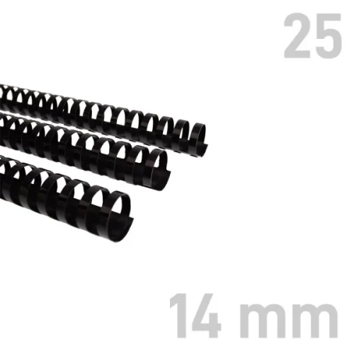 Grzbiety plastikowe Opus O.COMB okrągłe A4 14mm czarne 25 szt. – oprawa dokumentów 