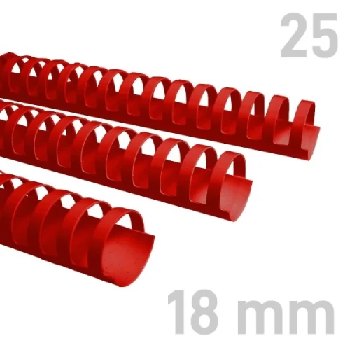 Grzbiety plastikowe Opus O.COMB okrągłe A4 18mm czerwone 25 szt. – oprawa dokumentów