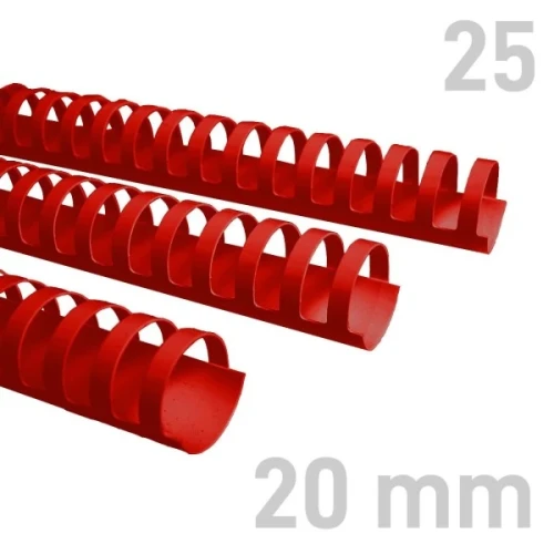 Grzbiety plastikowe Opus O.COMB okrągłe A4 20mm czerwone 25 szt. – oprawa dokumentów