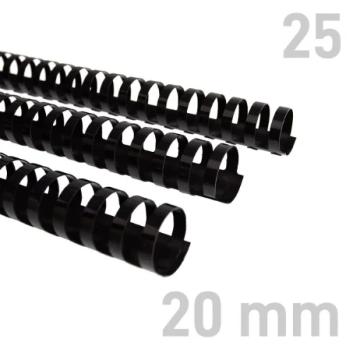 Grzbiety plastikowe Opus O.COMB okrągłe A4 20mm czarne 25 szt. – oprawa dokumentów