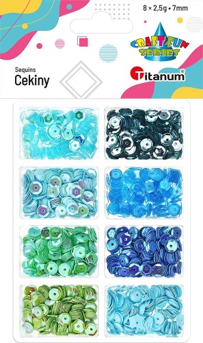 Cekiny Craft-Fun Series Titanum 8 kolorów zielone 2,5 g – dekoracyjne 7 mm