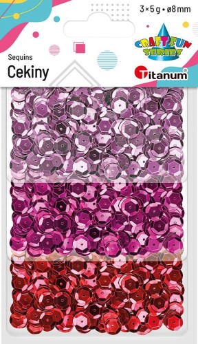 Cekiny Craft-Fun Series Titanum 8 mm mix 3 kolory metaliczne 5 g