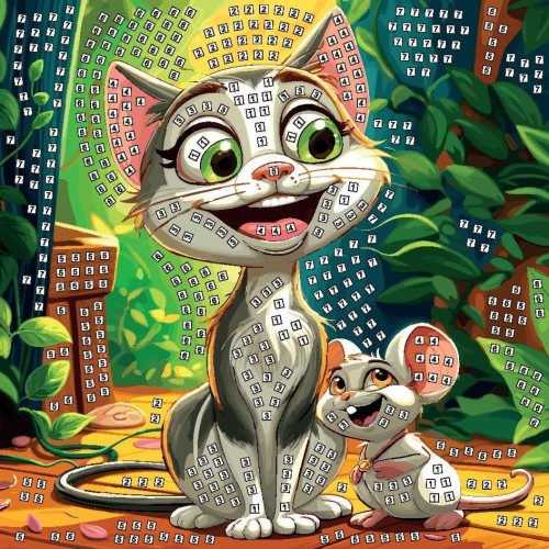 Mozaika 3D Kot i Mysz Titanum Fun&Joy | Zestaw kreatywny z naklejkami piankowymi