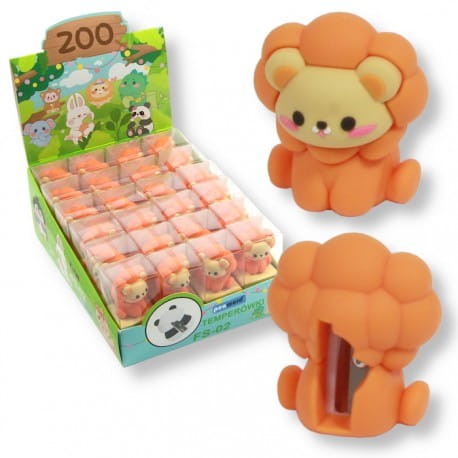 Temperówka ozdobna Lew – gumowa temperówka szkolna do ołówków i kredek