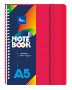 Kołonotatnik Tetis A-5 PP, 100 kartek, kratka