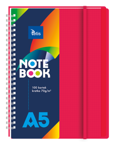Kołonotatnik Tetis A-5 PP, 100 kartek, kratka