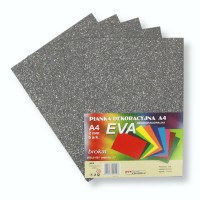 Pianka EVA brokatowa biodegradowalna A4 srebrna – zestaw 5 arkuszy