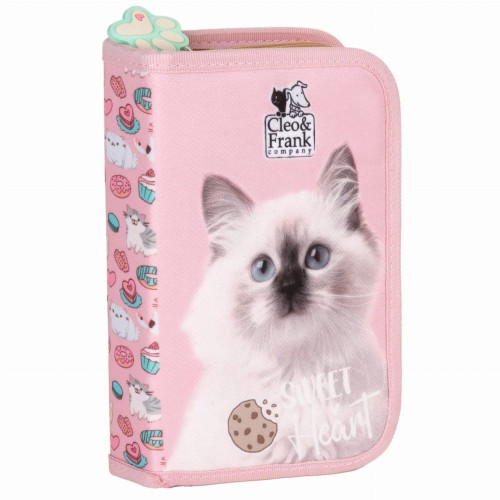 Piórnik szkolny Derform Cleo&Frank pojedynczy Kot, z wyposażeniem